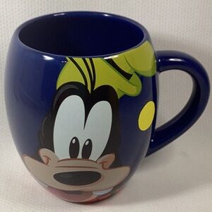 Disney Parks Goofy Garwsh! Large Blue Barrel Face Ceramic Coffee Mug Never Used